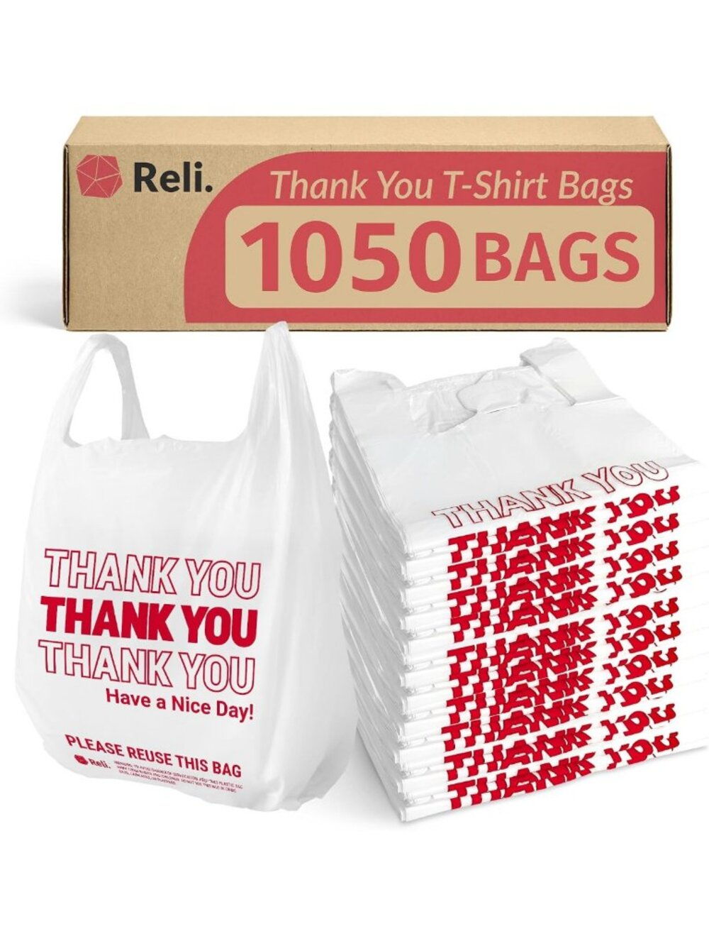 Thank You Plastic Bags - 1050 Count, Eco-Friendly, Durable, Perfect for Gifts